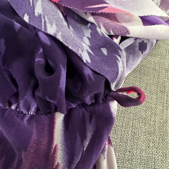 Jonathan Martin Dress Tie Dye Purple Elastic waist split cut Sleeves Stretch Sma - Picture 12 of 13